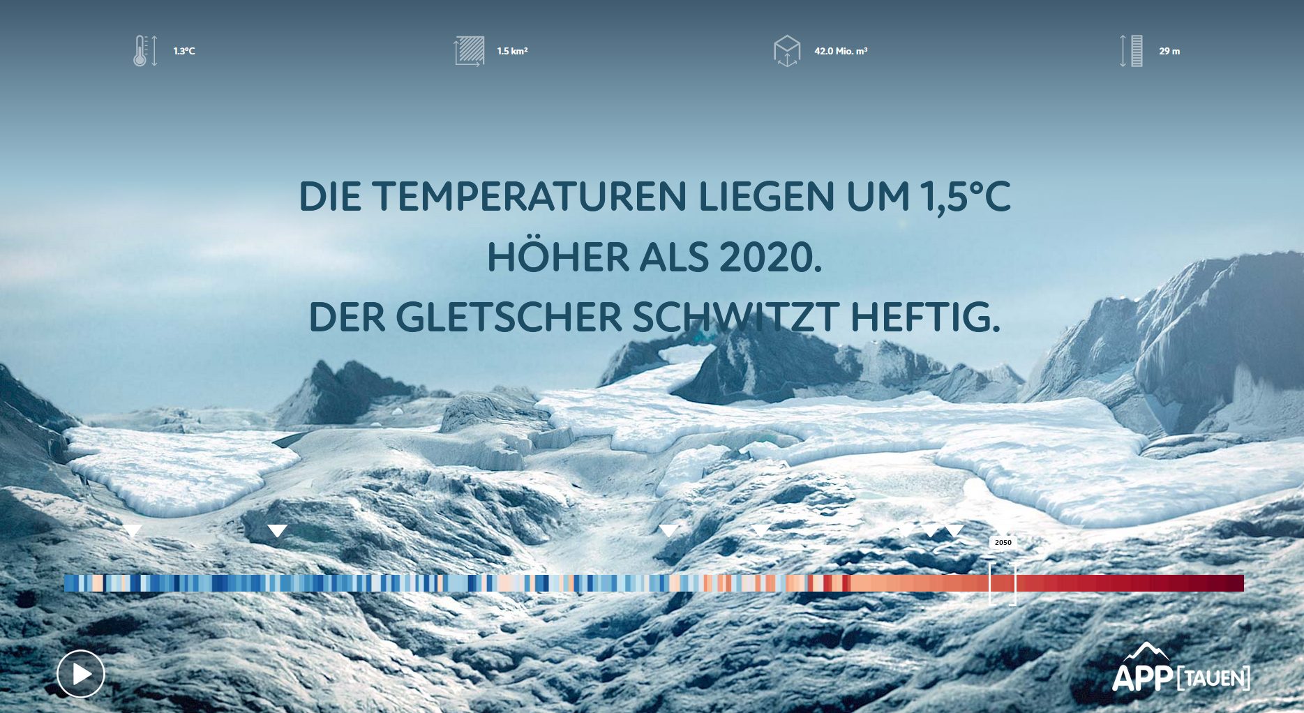 Momentaufnahme des Hallstätter Gletschers im Jahr 2050. (Screenshot www.apptauen.at)