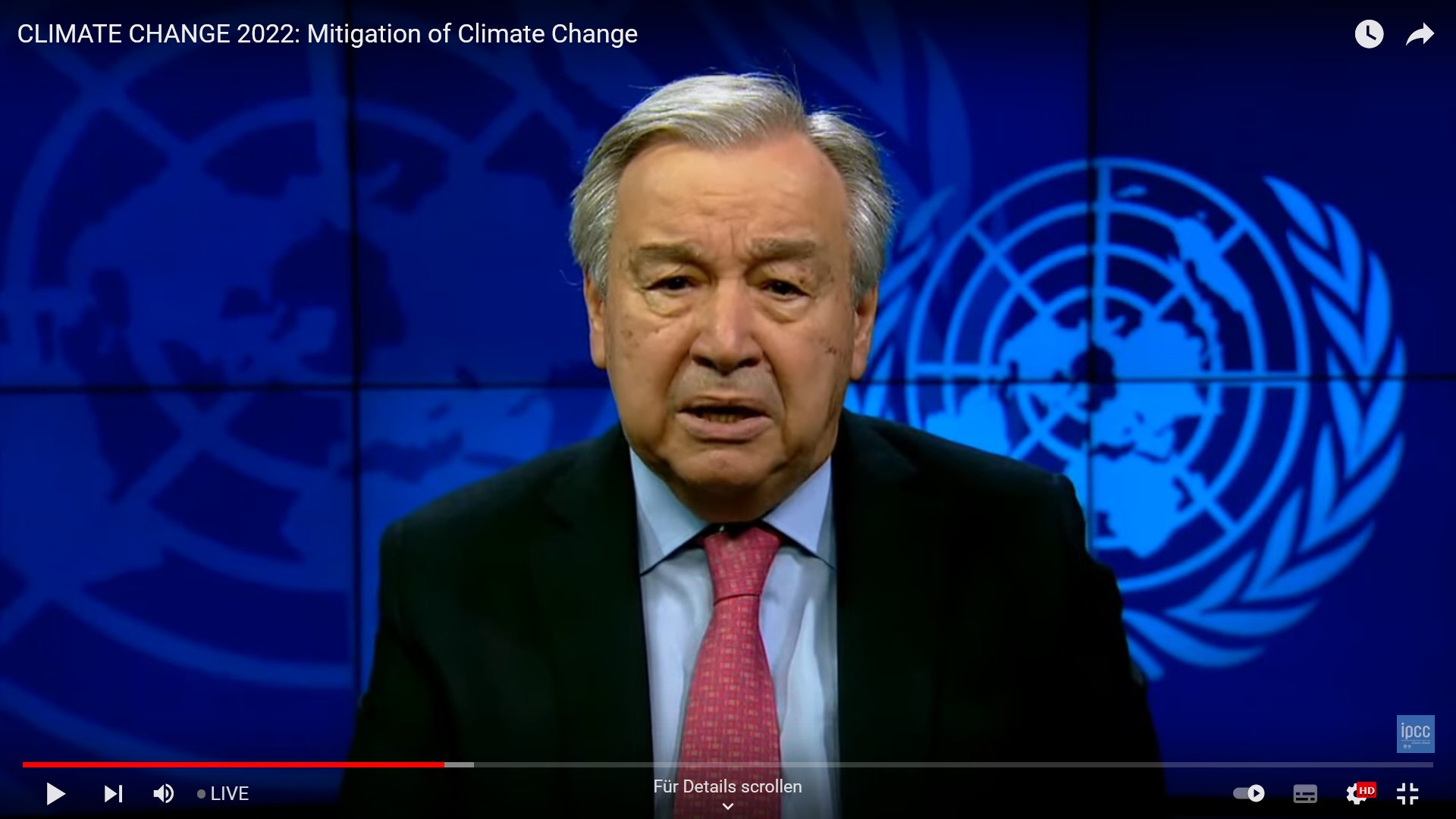 UN-Generalsekretär Antonio Guterrez warnt in eindringlichen Worten vor eiiner drohenden Klimakatastrophe. 